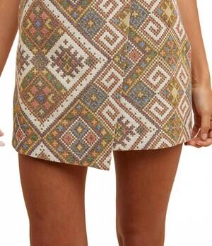 NEW ANNIEWEAR jacquard wrap mini skirt in multi